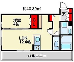 D-roomKasumi 1階1LDKの間取り