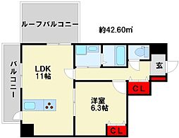 Bergamotto三萩野 1LDKの間取図画像