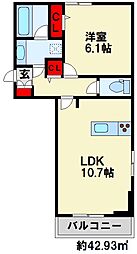 Nest Piece 原町 1LDKの間取図画像