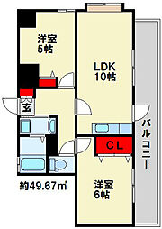 ラフィーネ小倉 2LDKの間取図画像