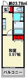 Ellina貴船1 1Kの間取図画像