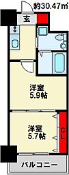 オリエントビルNo.65クロッシングタワー 2Kの間取図画像