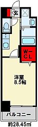 ニューサンリバー15番館 1Kの間取図画像