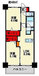 (仮称)コンダクトレジデンスTOKURIKI 2LDKの間取図画像