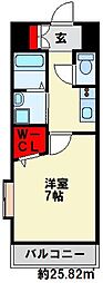 アクシオ北九州2 1Kの間取図画像