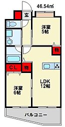 フェリーチェ中井けやき通り 2LDKの間取図画像