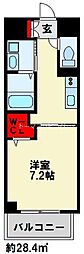 リンデンバウム京町 1Kの間取図画像