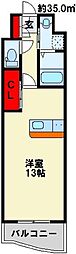ロイヤルノースナイン 1Kの間取図画像