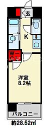 GALAXIEヴィーラブライト 1Kの間取図画像