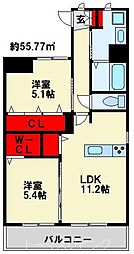万玉ビル 2LDKの間取図画像