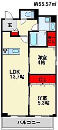 Mys Casetta Kokura～ミースカセッタ小倉～ 2LDKの間取図画像