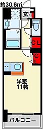 エヴァーグリーンQ ワンルームの間取図画像