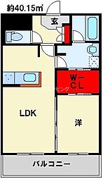 サンシャインタワー三萩野 1LDKの間取図画像