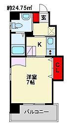古船場タカヤコーポレーションビル 1Kの間取図画像