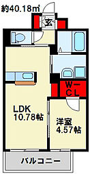 シャーメゾングランドソレイユ門司 1LDKの間取図画像