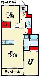 ファミールS 2LDKの間取図画像