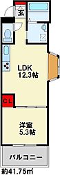 エルザ香春口45 1LDKの間取図画像