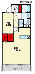 グランドパレスプラウド到津 1LDKの間取図画像