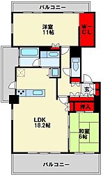 以和貴マンション金田2 2LDKの間取図画像