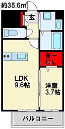 MIDTERRACE 1LDKの間取図画像