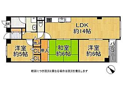 サンライフ学園前 3LDKの間取図画像