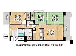 高の原アーバンコンフォートB棟木犀棟 3LDKの間取図画像