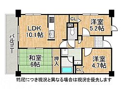 バンベール生駒 3LDKの間取図画像