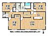 間取り：広々22帖のLDKがある3LDKの間取りです