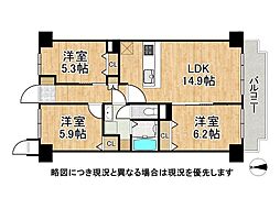 エンゼルハイム奈良B棟 3LDKの間取図画像