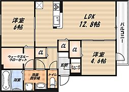 シエル・クレール 2LDKの間取図画像