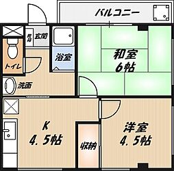 コーポブランチェ 2DKの間取図画像