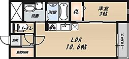 アルヴィータ 1LDKの間取図画像