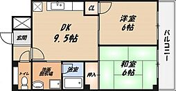 野田シャトルマンションA棟 2DKの間取図画像