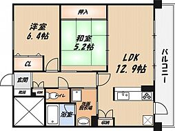 パセオ上牧 2LDKの間取図画像