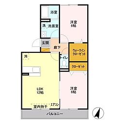 ザ・ハウス野田 2LDKの間取図画像
