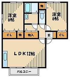 アバンサール 2LDKの間取図画像