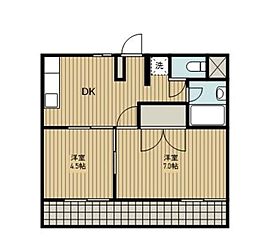 サンロイヤル狭山 2DKの間取図画像