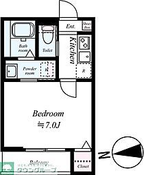 坂戸市中富町アパート 1Kの間取図画像