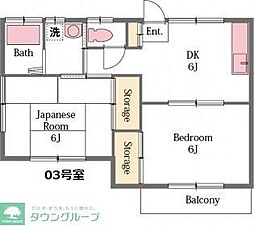 ミクターハイツ 2DKの間取図画像