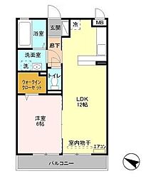 ニューランホープ 1LDKの間取図画像