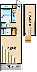 レオパレスヒルサイドテラス 1Kの間取図画像