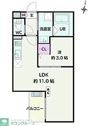 川越市大字的場アパート 1LDKの間取図画像