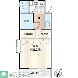 戸田レジデンス鶴ヶ島 1Kの間取図画像
