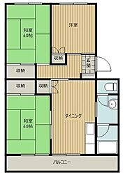 ハイネス入間ガーデニア3号棟 3DKの間取図画像