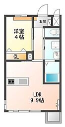ディア・パレス2 1LDKの間取図画像