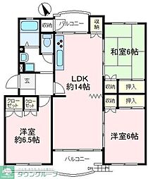 西武狭山台ハイツG棟 3LDKの間取図画像