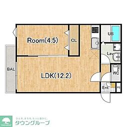 ジーメゾン川越的場アロー 1LDKの間取図画像