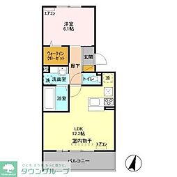 オランジュB 1LDKの間取図画像