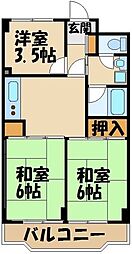 入間市駅前第2ビル 2LDKの間取図画像