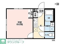所沢市大字山口アパート 1Kの間取図画像